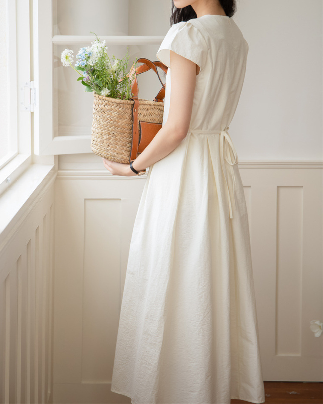 Clara Light Button Midi Dress