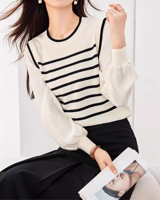 Camille Stripe Knit Blouse