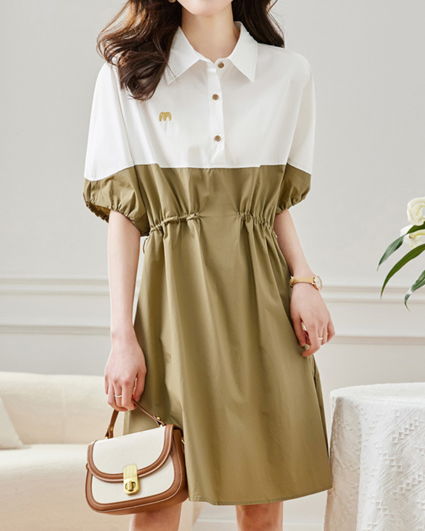 Olive Panel Soft Cinch Dress