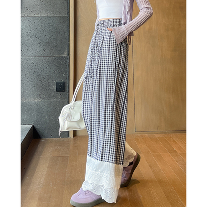 Tilda Gingham Lace Trim Pants
