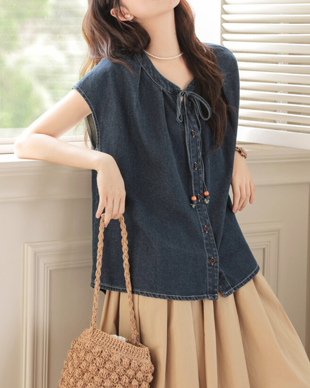 Meryl Soft Tie Denim Shirt