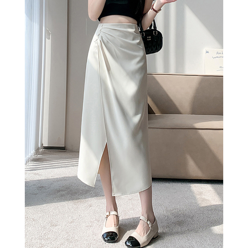 Lena Gathered Curve Midi Skirt