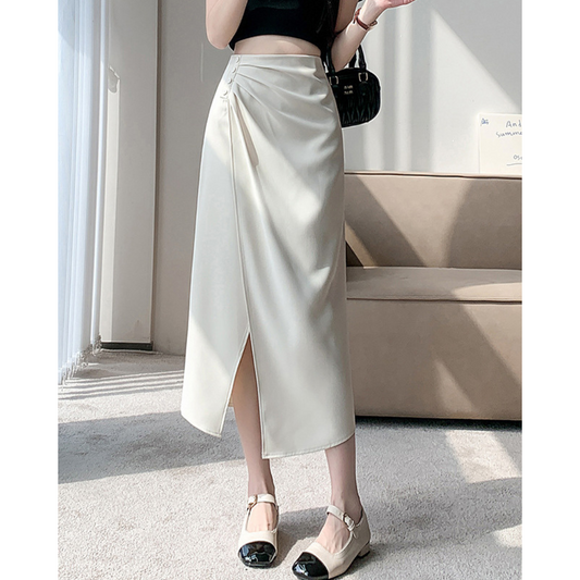 Lena Gathered Curve Midi Skirt