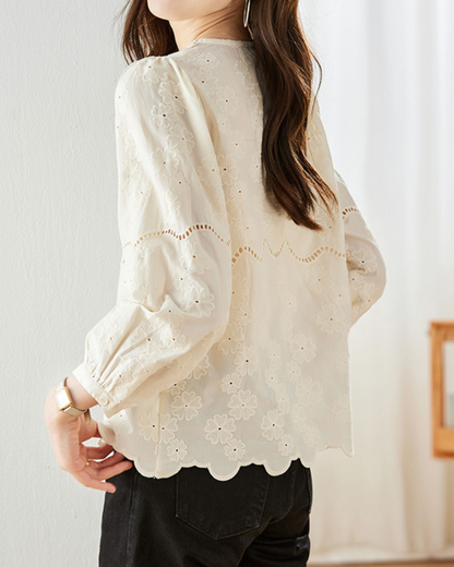 Elodie Petal Eyelet Blouse