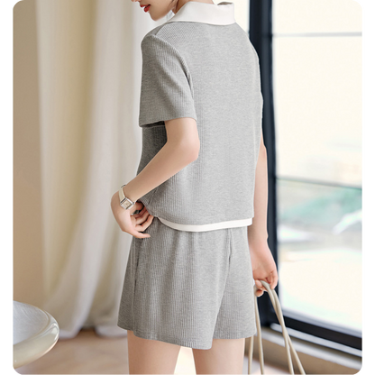 Lina Textured Collar Lounge Set