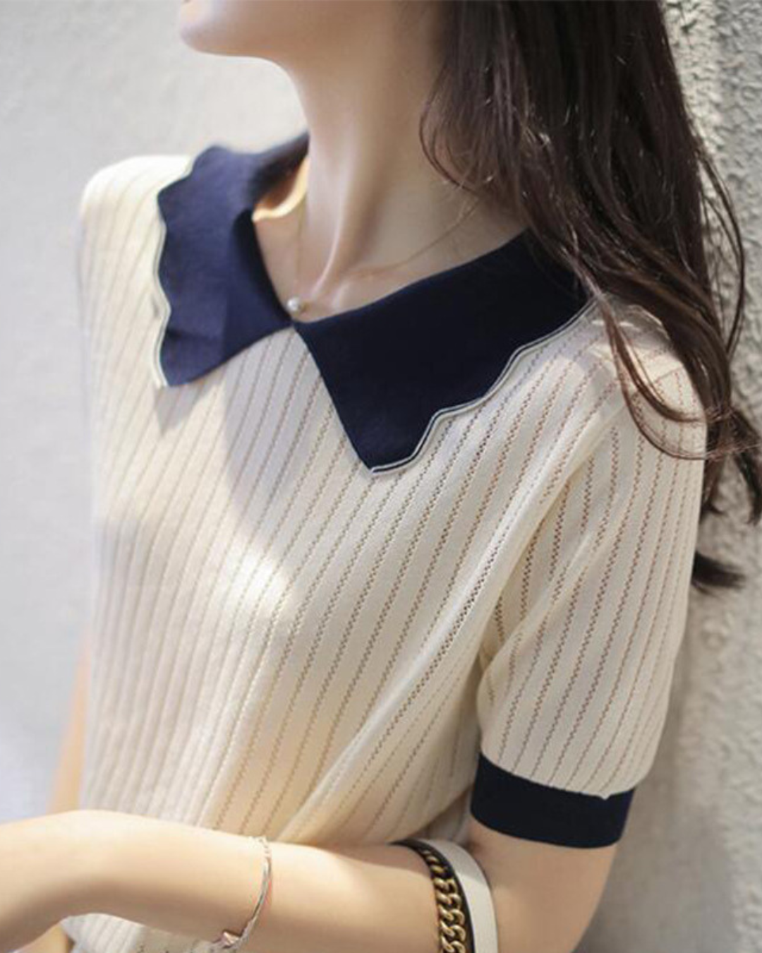 Lysa Wave Collar Knit Top