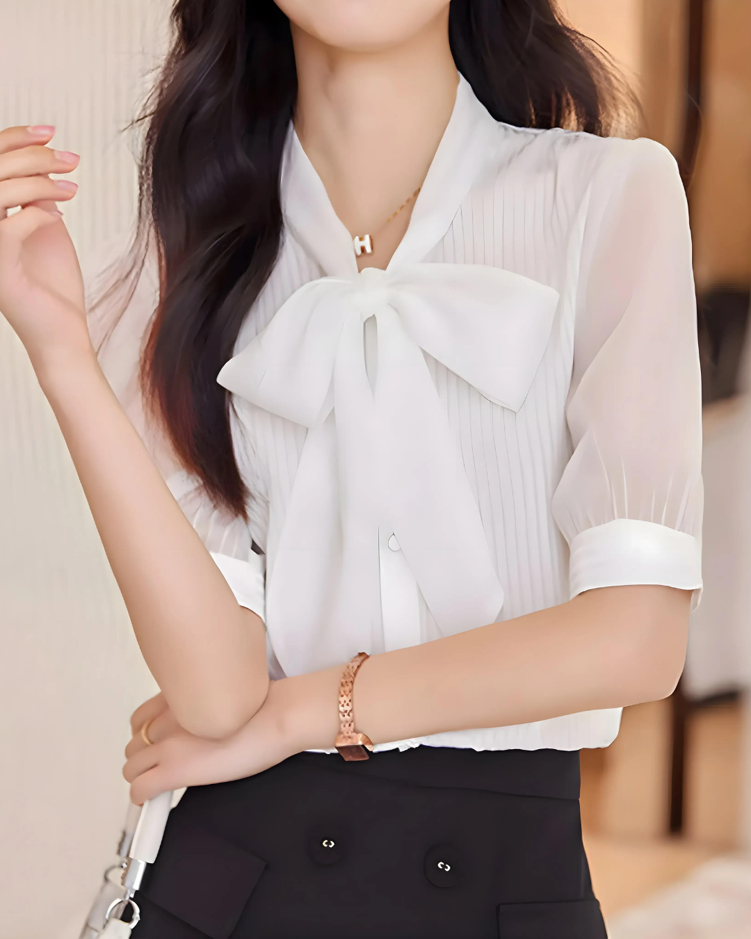 Adele Tie Sheer Blouse
