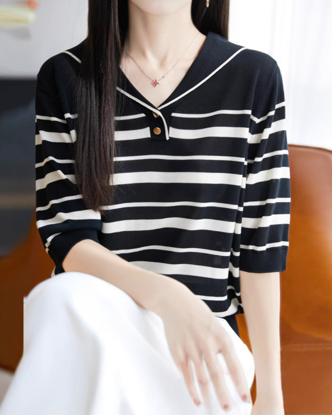 Lina Soft Stripe Knit Top