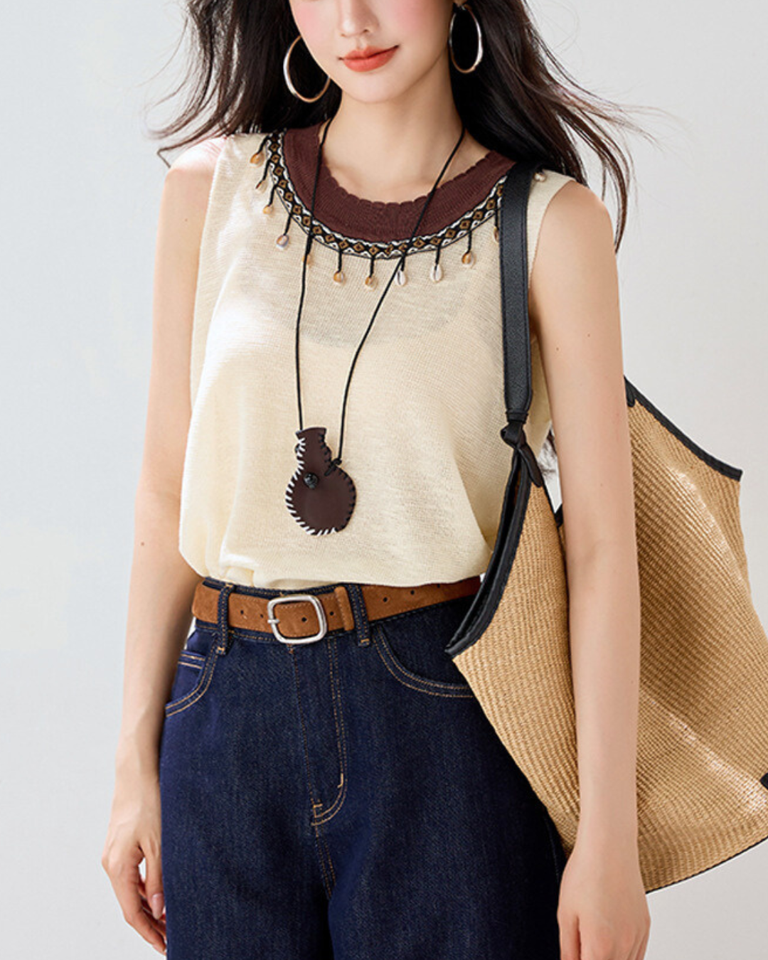 Mielle Bead Trim Knit Tank
