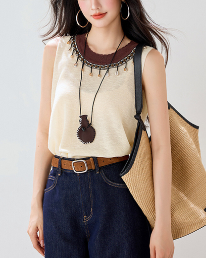 Mielle Bead Trim Knit Tank