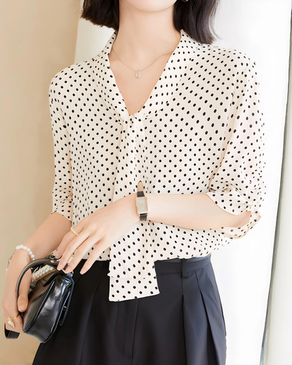 Amelie Dot Soft Tie Blouse