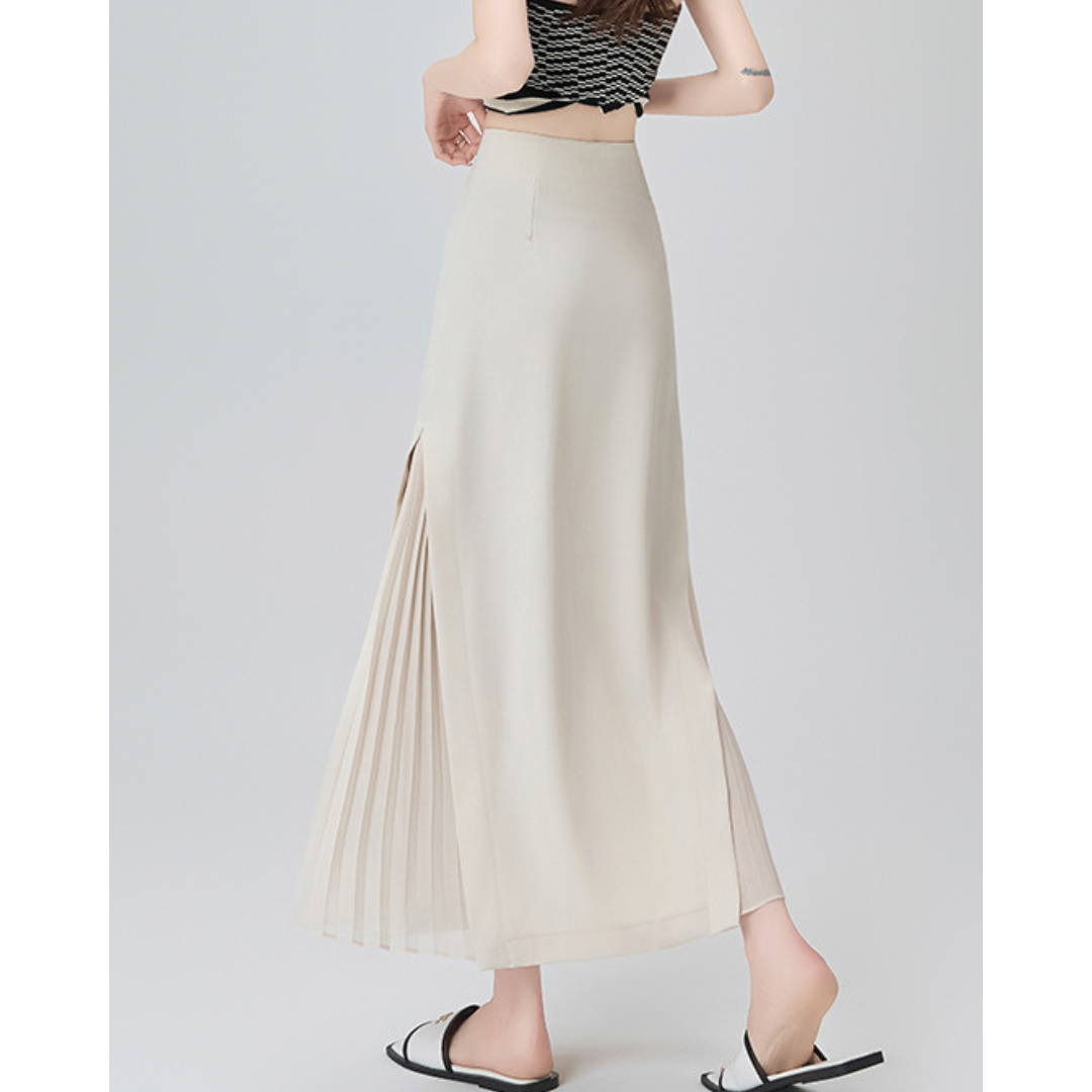 Lina Sheer Panel Midi Skirt