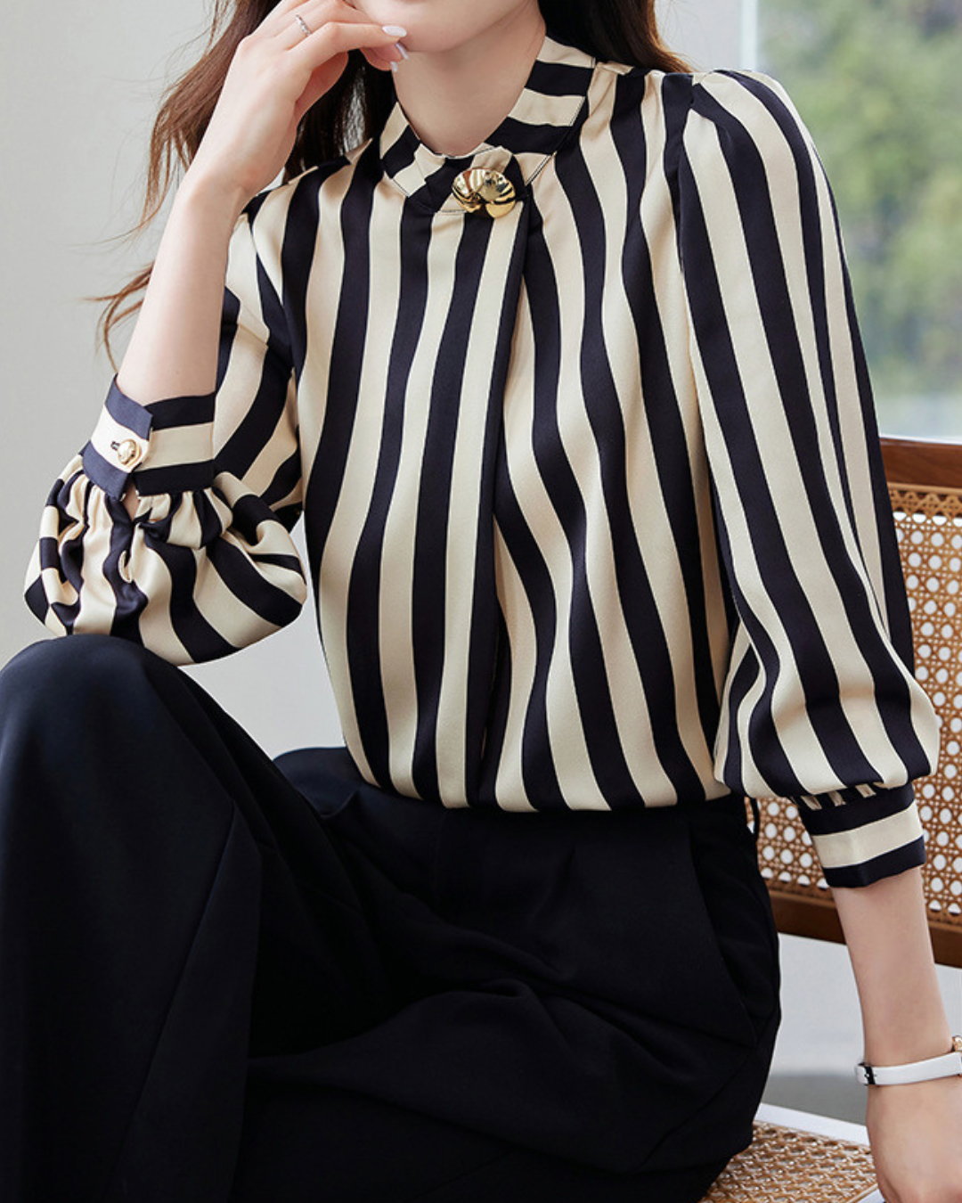 Clare Stripe Accent Blouse