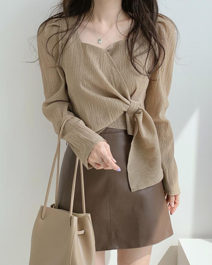 Celine Drape Waist Tie Blouse