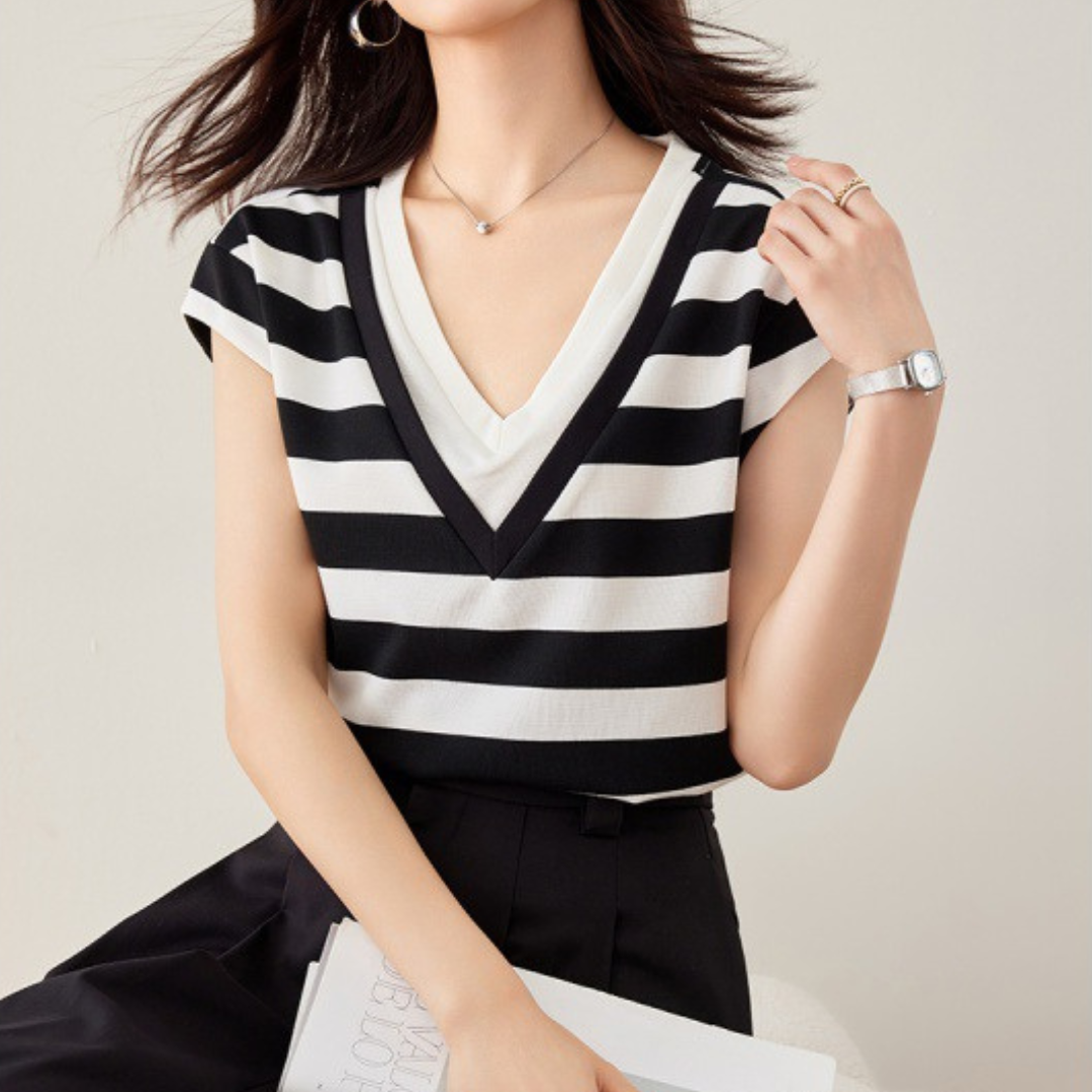 Lina Bold Stripe V T-Shirt