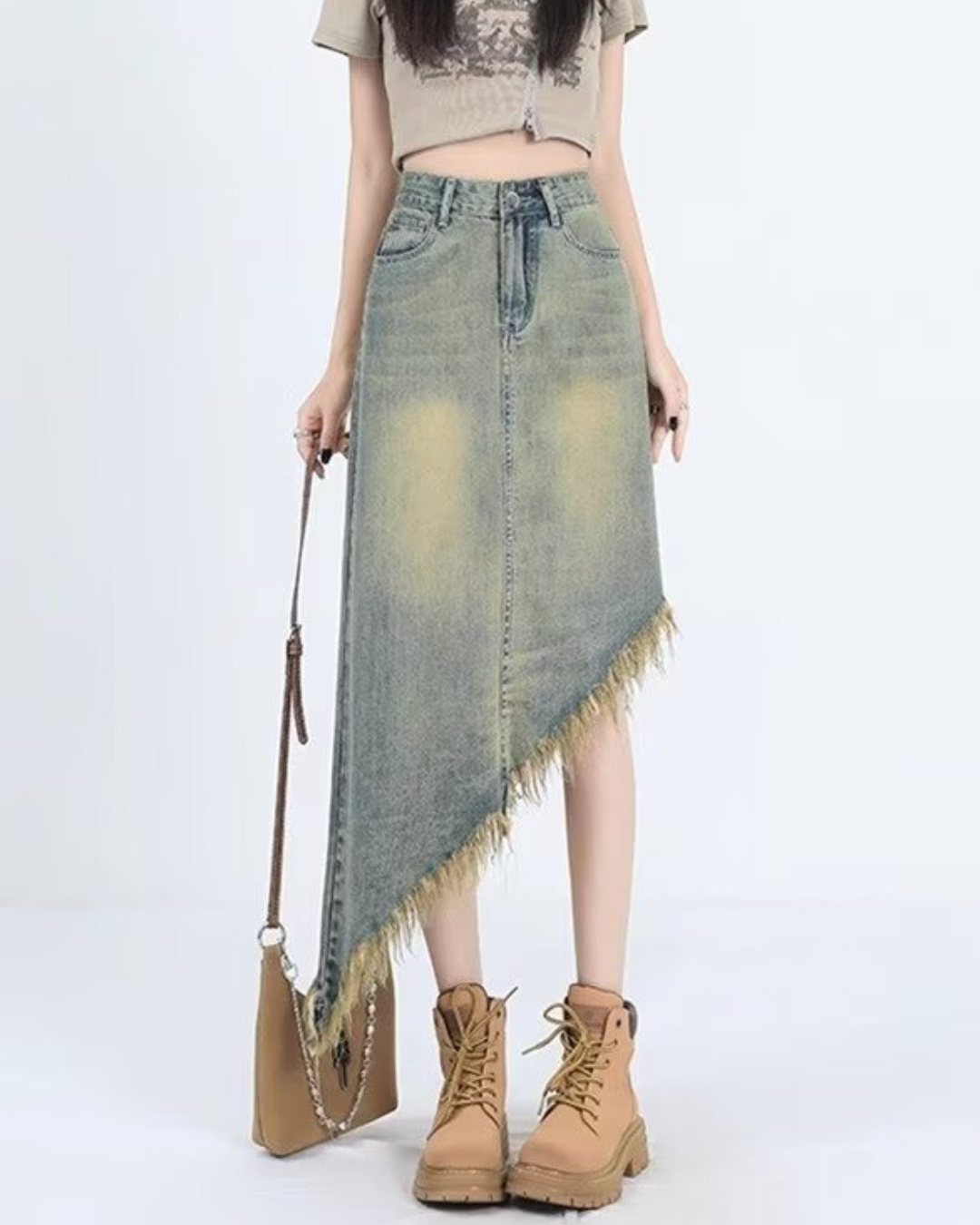 Arlo Fade Fringe Denim Skirt