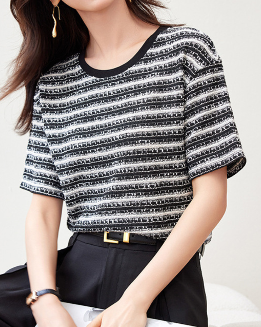 Selene Soft Tweed Knit T-Shirt