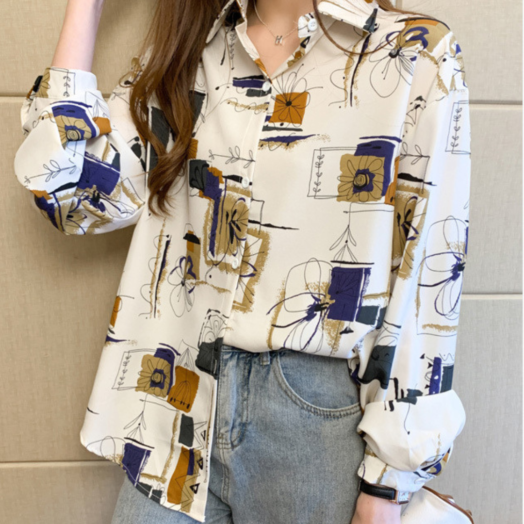 Mabel Print Vintage Chiffon Blouse