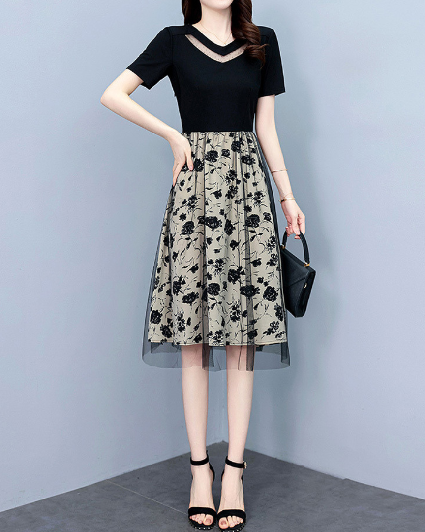 Mara Line Floral Mesh Dress