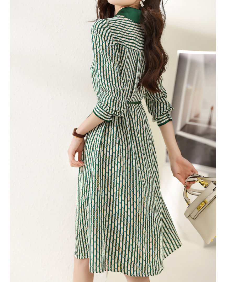 Emerald Link Belted Shirt Dress