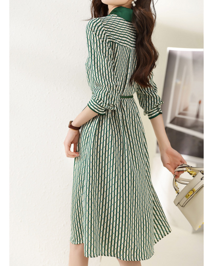 Emerald Link Belted Shirt Dress