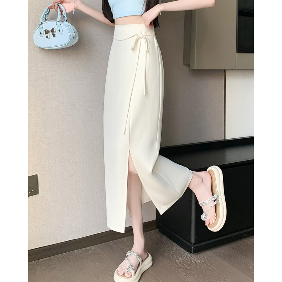 Clea Wrap Tie Midi Skirt