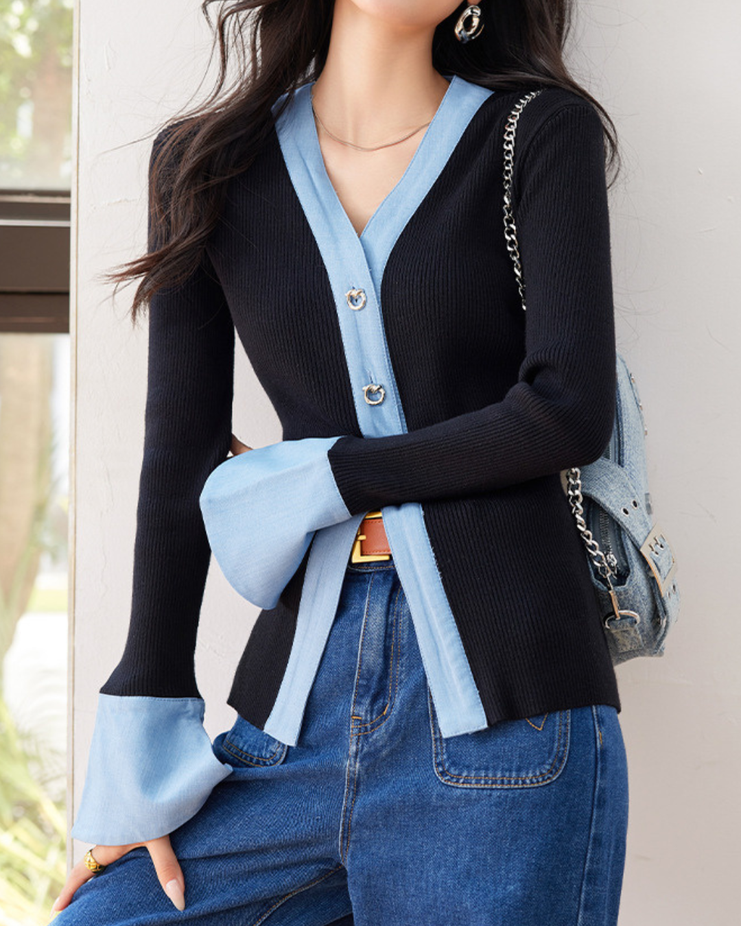 Elodie Contrast Soft Knit Cardigan