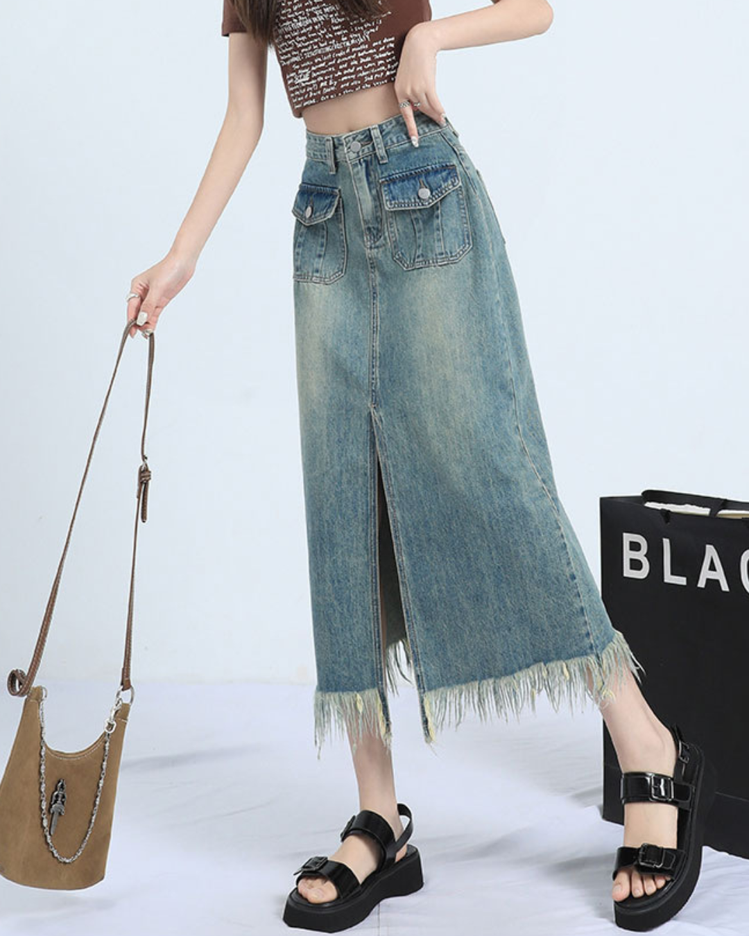 Dawn Fringe Pocket Denim Skirt