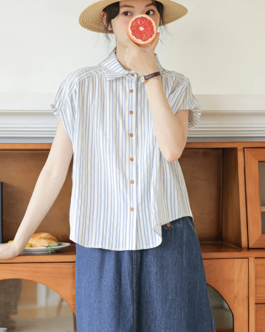 Liana Soft Stripe Collar Blouse
