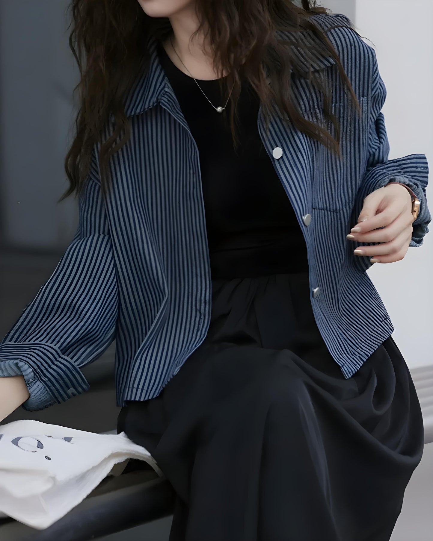 Lina Soft Stripe Denim Jacket