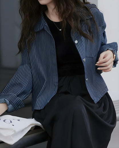 Lina Soft Stripe Denim Jacket