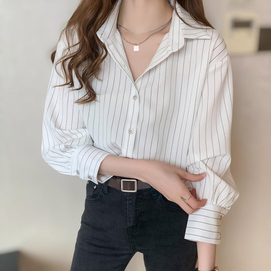 Line Poise Soft Printed V-Neck Blouse
