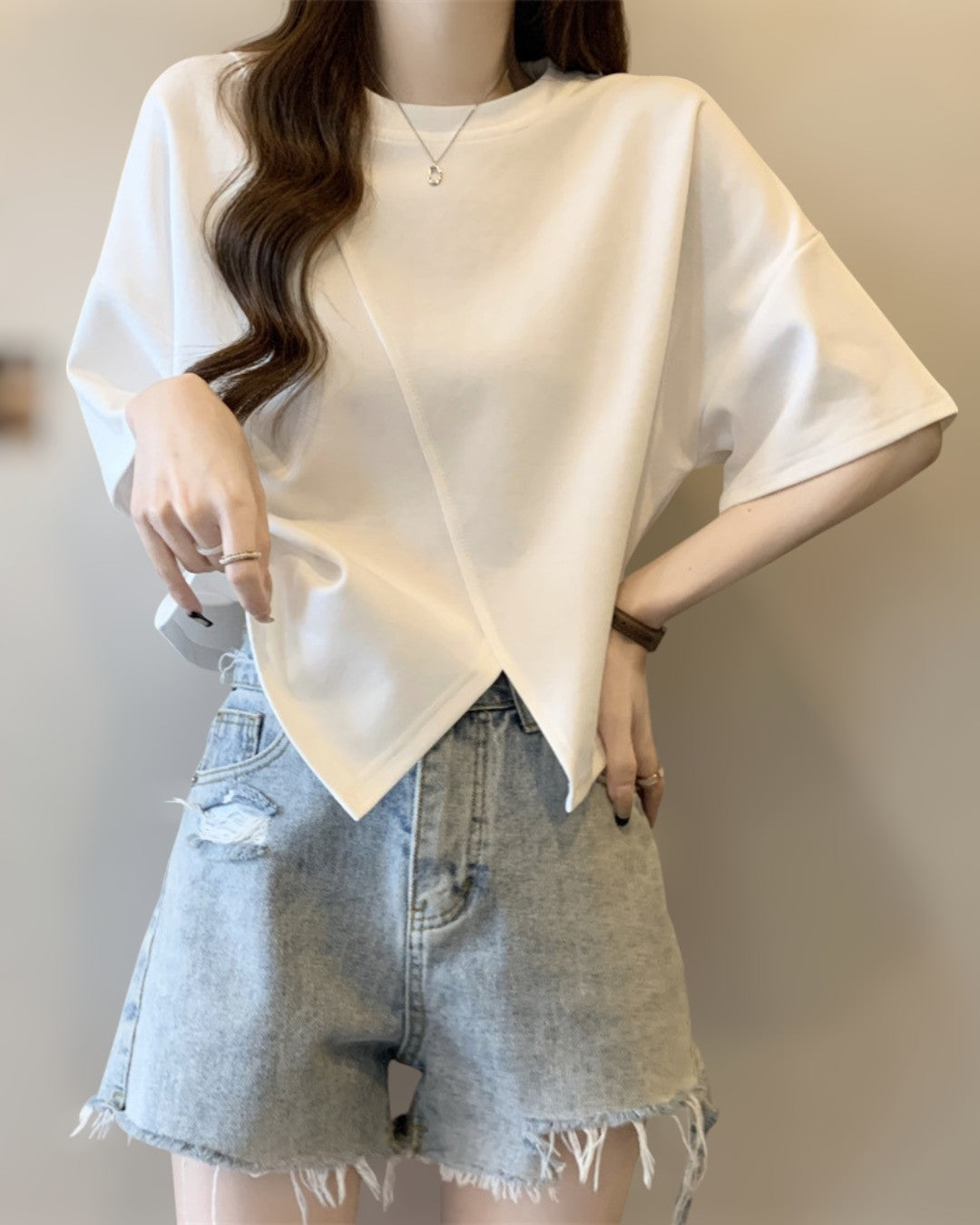 Luna Drape Cotton Panel T-Shirt