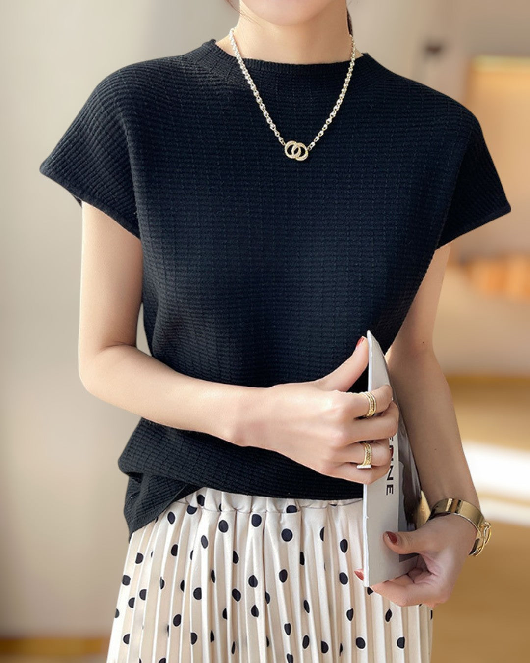 Lena Calm Ribbed Knit Tee