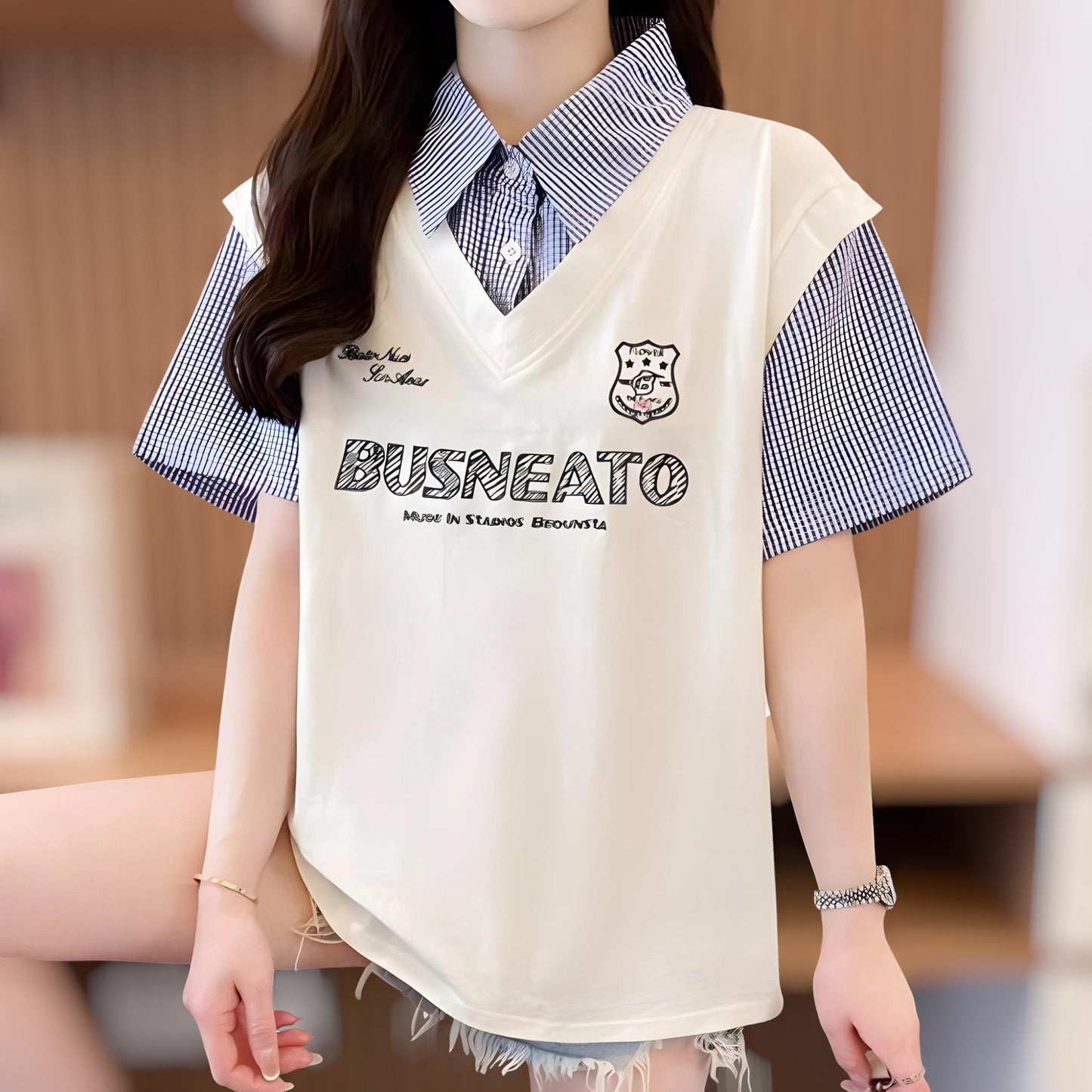 Maren Sketch Layered Collar T-Shirt
