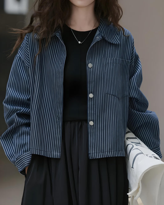 Lina Soft Stripe Denim Jacket