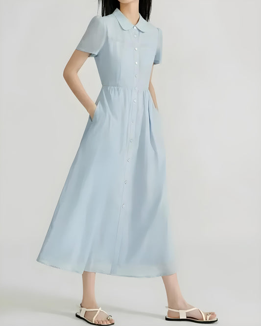 Elodie Light Button Cotton Dress