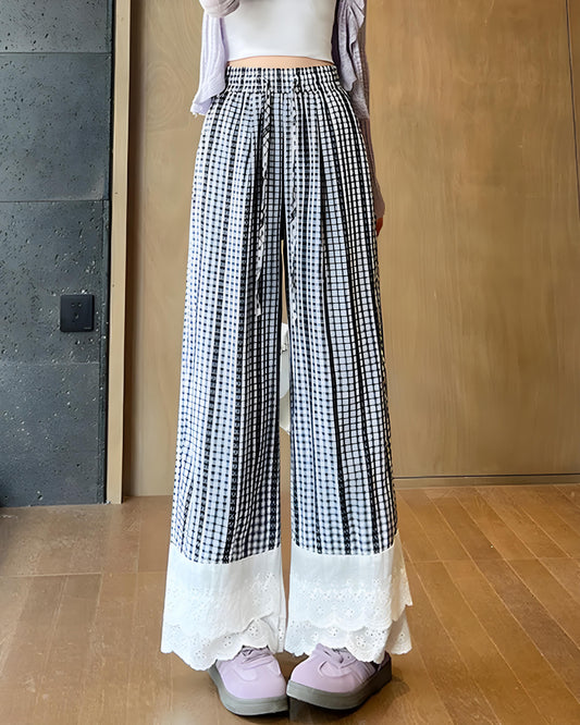 Tilda Gingham Lace Trim Pants
