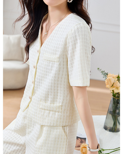 Lyna Textured Pocket Short Set
