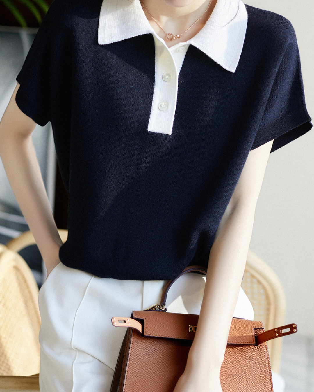 Cleo Soft Collar Knit Tee