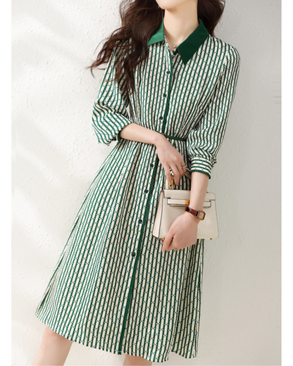Emerald Link Belted Shirt Dress