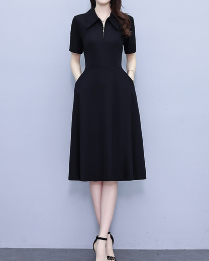 Lyna Sharp Collar Flare Dress