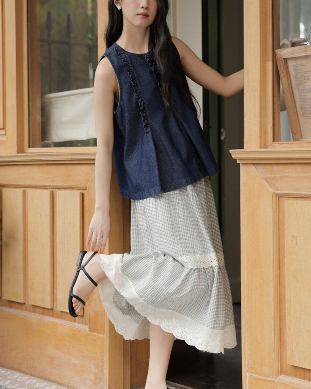 Mielle Frill Denim Sleeveless Shirt