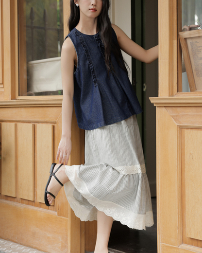 Mielle Frill Denim Sleeveless Shirt