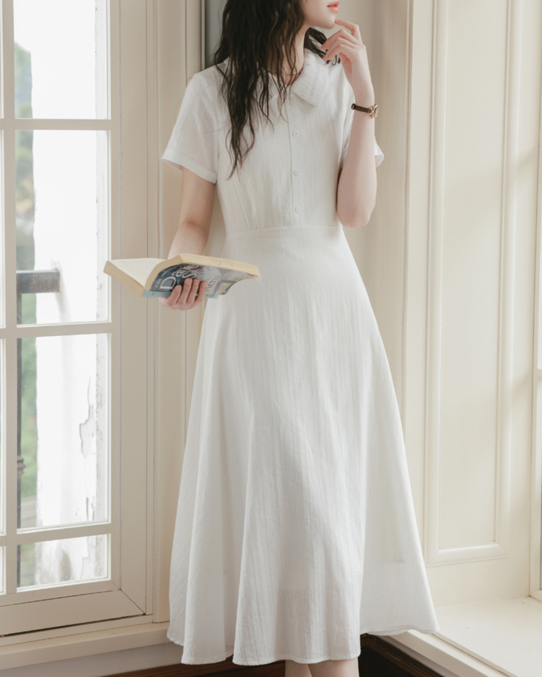 Eira Light Collar Midi Dress