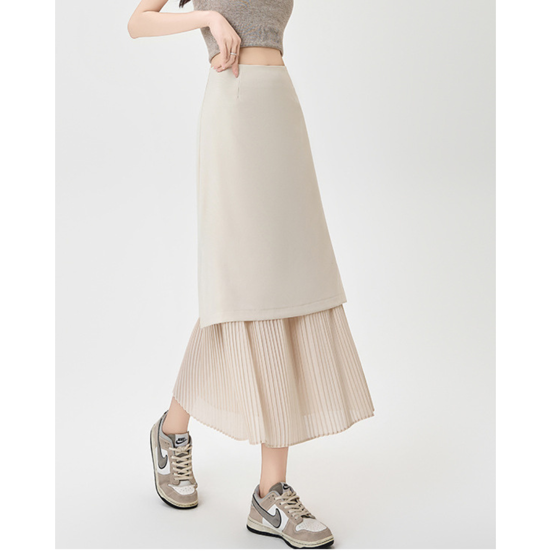 Mina Pleat Layer Midi Skirt