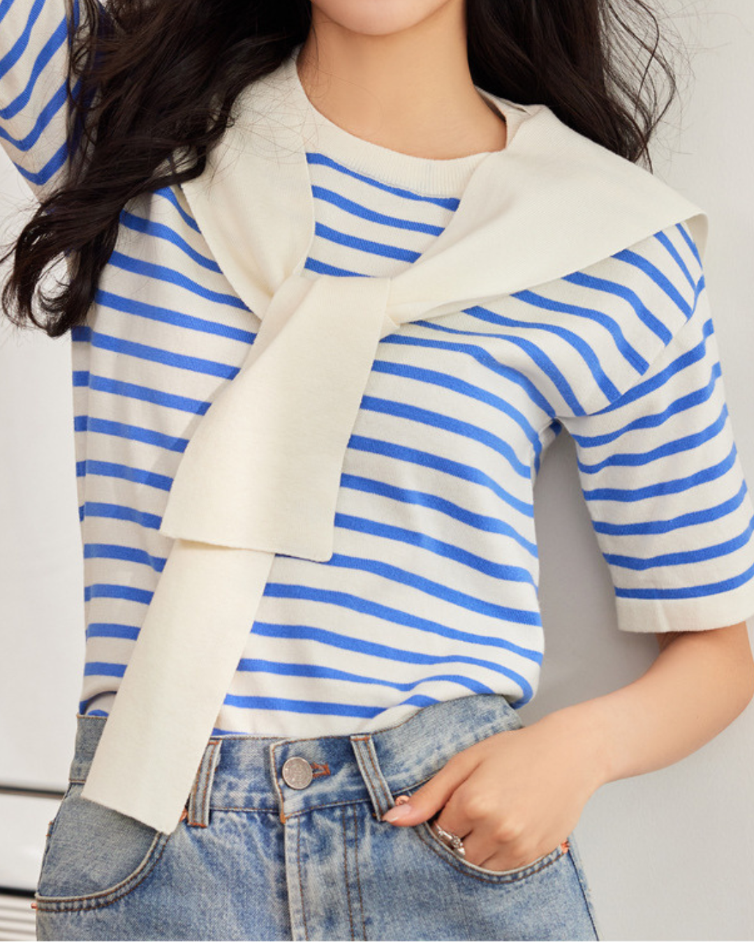 Ava Stripe Soft Drape T-Shirt