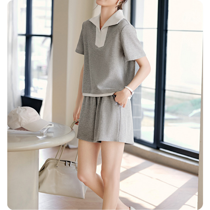 Lina Textured Collar Lounge Set