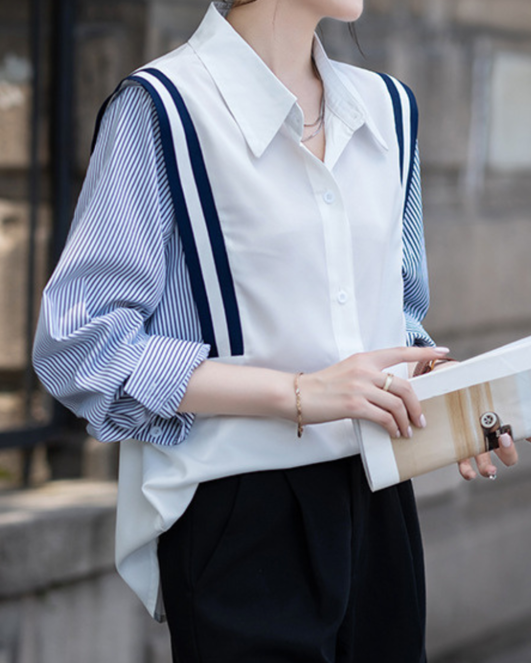 Auden Crisp Stripe Panel Shirt