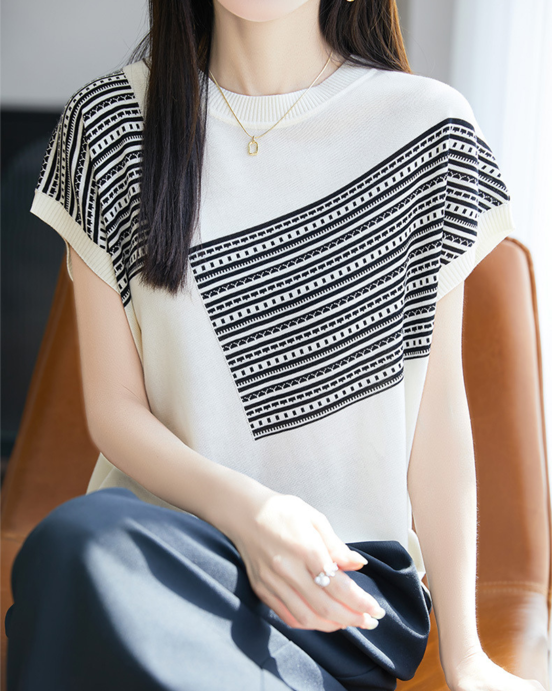 Amelie Soft Geo Stripe Knit Top